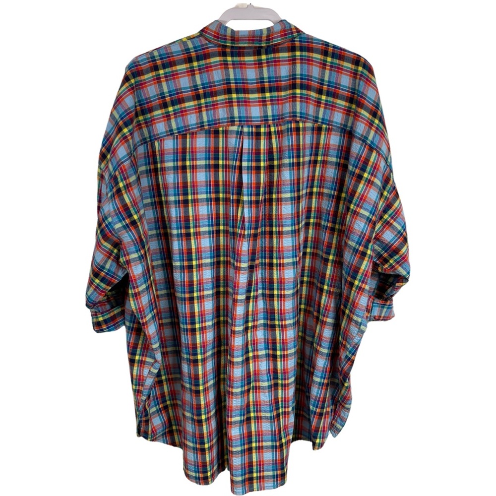 Urban Oufitters Slouchy Plaid Seersucker Shirt S Oversized Multicolored - Picture 9 of 13